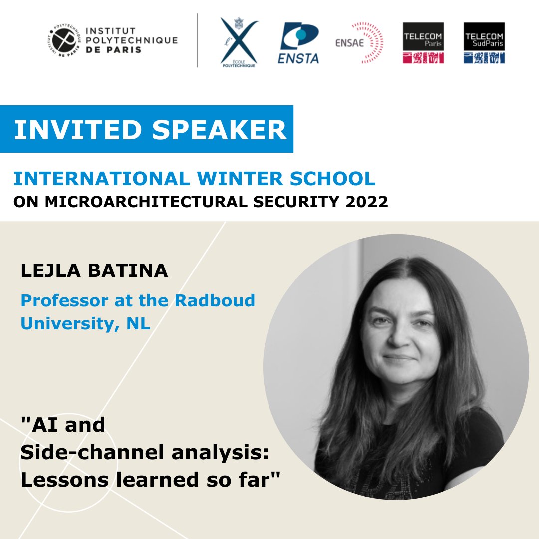 IP_Paris_'s tweet photo. [#WINTERSCHOOLIPPARIS] Meet our invited speaker for the International Winter School on #Microarchitectural Security (Mic-Sec).
⏱ December 5-9, 2022 🗣: https://t.co/RELW1ALftk
@TelecomSudParis @LIP6_lab  @ScienceSorbonne  @telecomparis  @Polytechnique  @ENSTAParis  @ENSAEparis https://t.co/VLWPn4F9qc