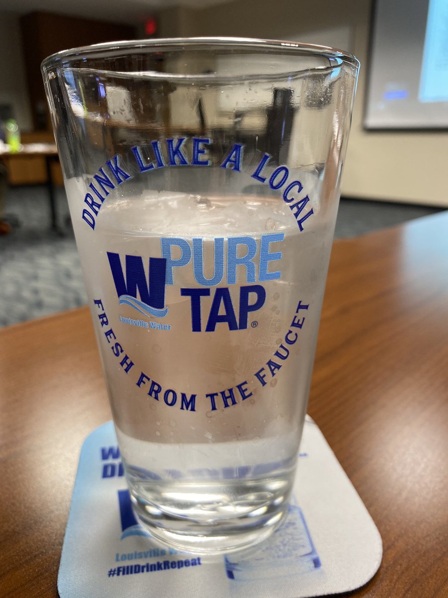 kelleydsmith's tweet photo. New glass! In research, locals say Louisville Water’s Pure Tap is always “fresh from the faucet.”🚰 So, we put that line on the glass! #DrinkLikeALocal  #drinks https://t.co/VMwCwVG9KP