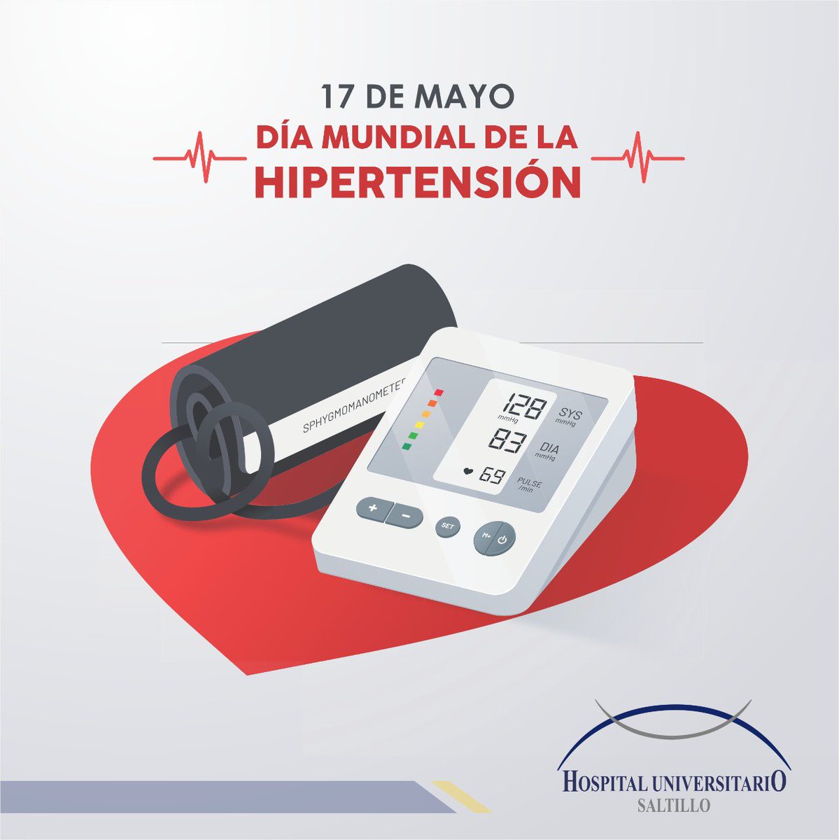 HU_Saltillo's tweet photo. Hoy se conmemora el Día Mundial de la Hipertensión, con la finalidad de promover la concientización y los esfuerzos para prevenir, diagnosticar y controlar la hipertensión arterial, condición que constituye el principal factor de riesgo para padecer enfermedades cardiovasculares. https://t.co/6W43cOkVKk