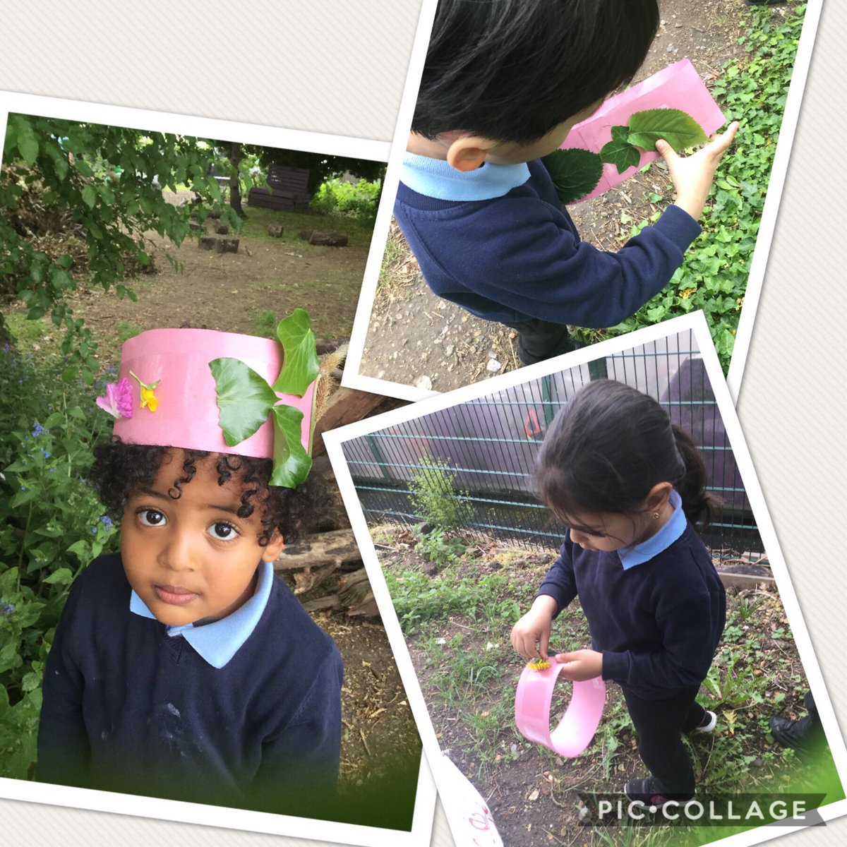 Christchurchsw9's tweet photo. Oak class made crowns using leaves, sticks, buttercups and grass from our forest area๐ณ๐ณ #outdoorlearning #naturalresources #SW9Partnership https://t.co/RpVkBu61ps
