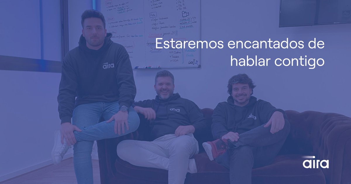 Nuestros co-founders Javier Mato, Carlos Martín y Óscar de la pisa asistirán al Congreso de Mediadores 2022, durante el próximo día 19 mayo.

¿Te gustaría reunirte con uno de nuestros founders? ¡Ponte en contacto con nosotros!

📲: aira-system.com/contacto/