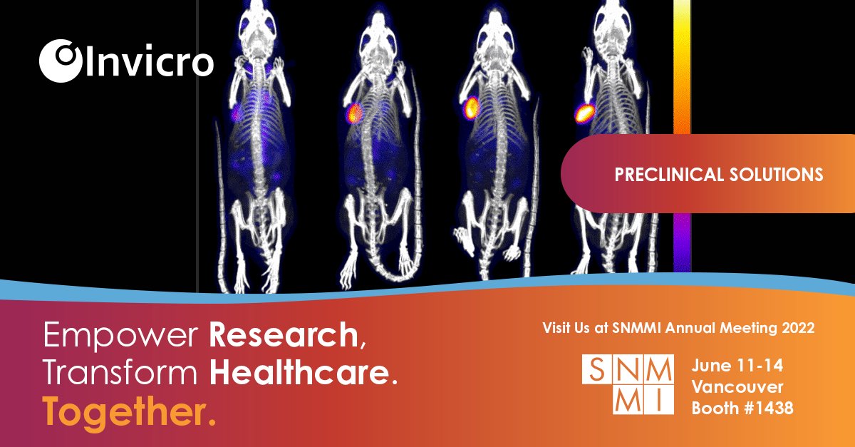 Invicro's tweet photo. Visit us at booth #1438 at #SNMMI22. Discover how Invicro provides complete radiopharmaceutical therapy and theranostics services to empower your drug discovery and clinical development. Learn more: https://t.co/ewA0CWQqOK
#radiopharmaceutical #theranostics #SNMMI22 #invicro https://t.co/czyUg79XYi