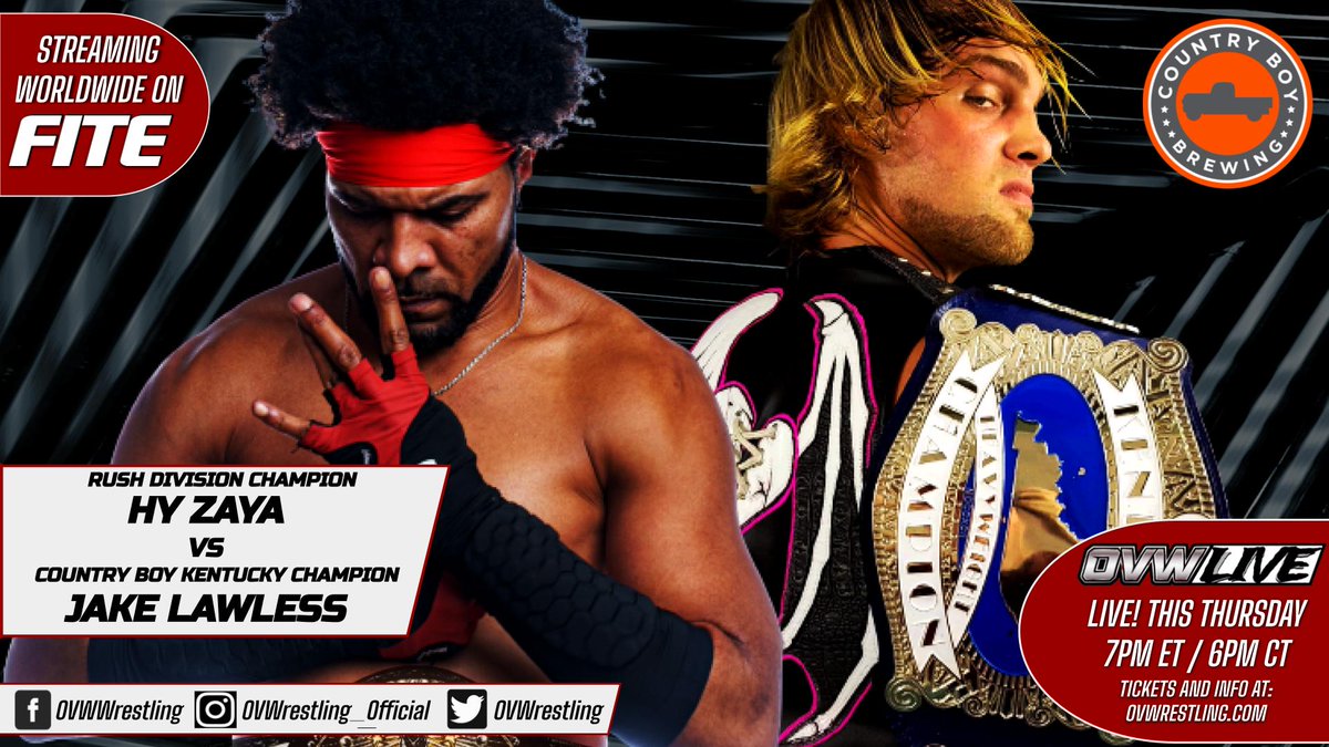 OVW Wrestling (@ovwrestling) on Twitter photo 🚨 FIRST TIME EVER 🚨
THE RUSH Division Champion meets the #Kentucky State Champion THIS THURSDAY when <a href="/hoodninjahy/">HoodNinjaHy</a> and <a href="/jakelawless17/">Jake Lawless</a> collide!
Thursday, May 19 at 7 PM
Davis Arena
4400 Shepherdsville Rd
Louisville, KY
🎟️🔗: ovwrestling.com
#OVWLive #TheFutureIsNOW 🚨 FIRST TIME EVER 🚨
THE RUSH Division Champion meets the #Kentucky State Champion THIS THURSDAY when <a href="/hoodninjahy/">HoodNinjaHy</a> and <a href="/jakelawless17/">Jake Lawless</a> collide!
Thursday, May 19 at 7 PM
Davis Arena
4400 Shepherdsville Rd
Louisville, KY
🎟️🔗: ovwrestling.com
#OVWLive #TheFutureIsNOW