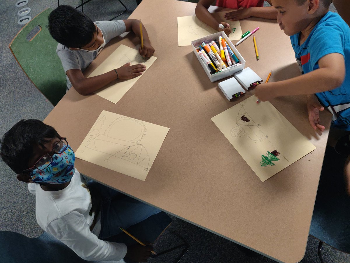 DentonCreeklib's tweet photo. @DCEtrailblazers @firsthildebrand we had fun with draw along with Mrs Monson! Tents, camping fun and maybe a bigfoot or two! https://t.co/MElSCcqgIE
