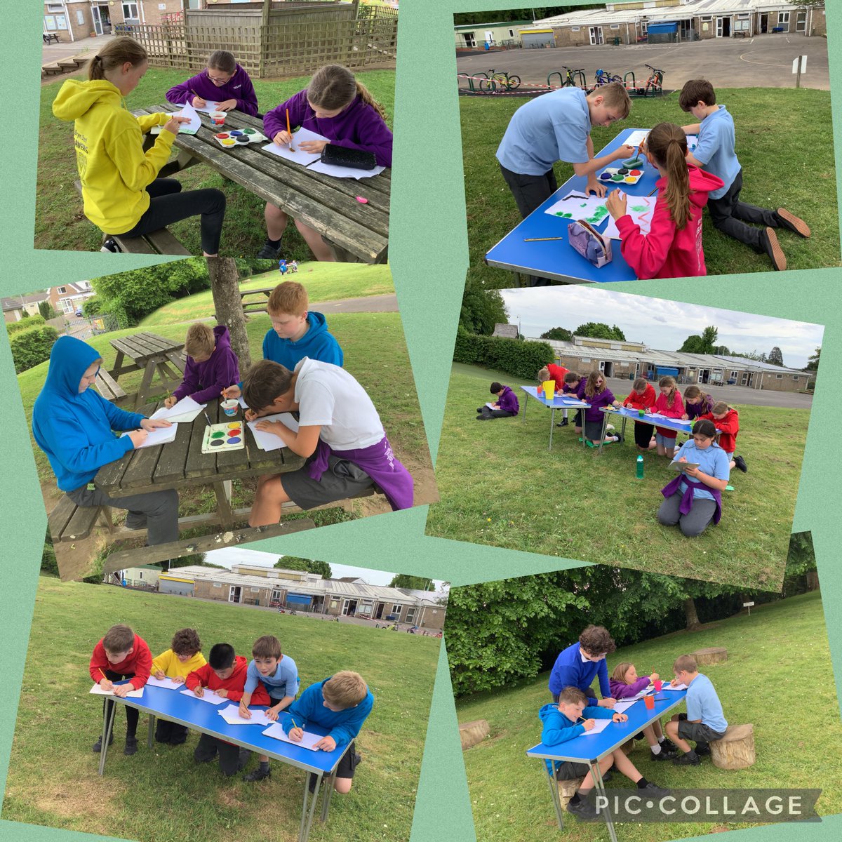 bdps_22's tweet photo. Year 6 Impressionist Artists, painting ‘En Plein Air’ (if a little windy!) Monet, Sisley, Renoir and Degas - you’ve got some rivalry at Bryn Deri! @brynderiprimary https://t.co/8WjPtY93oc
