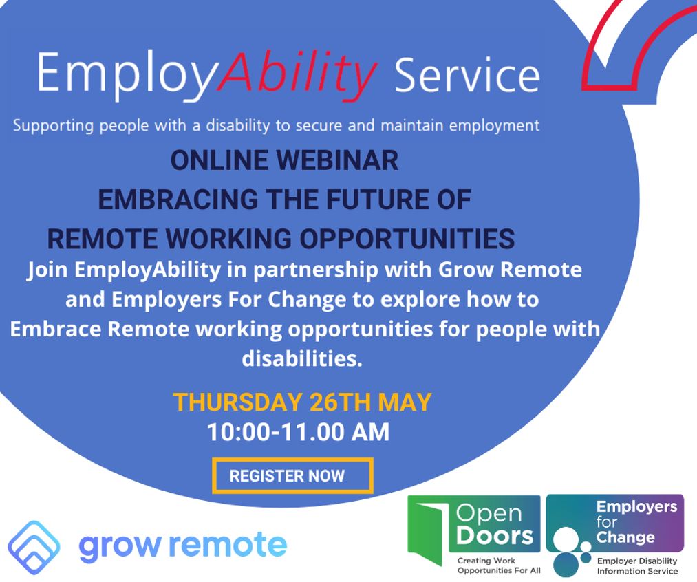 Employab's tweet photo. WEBINAR- “Embracing the future of remote working opportunities”
Register in advance for this webinar:
https://t.co/VEl3SWHnGV

#event
#futureofwork
#employability
#creatingopportunities
@EmployAbilityD  @westcorkjobs  @Spearline_  @EmployforChange  @employabilityga https://t.co/ZVXSGbNqin
