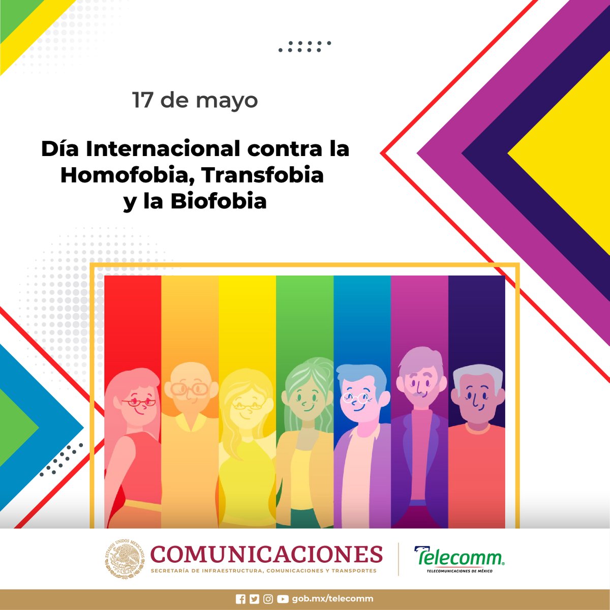 FinabienMex's tweet photo. #TELECOMM se une al Día Internacional contra la #Homofobia, #Transfobia y la #Biofobia.
Haciendo un llamado de respeto, justicia y paz en nuestra sociedad de esta manera lo celebramos a partir del 17 de mayo del 2004.
#DiaContraLaLGTBIfobia 🏳️🌈 https://t.co/U3FYEcl7je