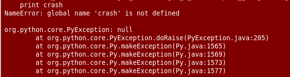 garagao's tweet image. is there a better crash? 🤭😀 #python #jython #introducedbug #debug #exceptionhandling
