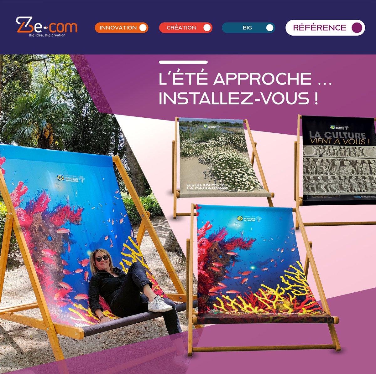 YaminaZecom's tweet photo. 𝗟’𝗘𝗧𝗘 𝗔𝗣𝗣𝗥𝗢𝗖𝗛𝗘 … 𝗜𝗡𝗦𝗧𝗔𝗟𝗟𝗘𝗭-𝗩𝗢𝗨𝗦 !
 
Allier le plaisir et la visibilité c’est possible : pour tous vos évènements, nous personnalisons vos transats XXL ! Le Département des Bouches-du-Rhône nous a fait confiance pour leurs événements.😎
#TRANSAT #PARASOL https://t.co/ZCrcDpsWKg