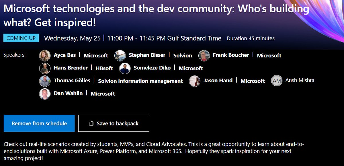 aycabs's tweet photo. Do we have the most exciting speakers here or what?🥳 Join us at #MSBuild #IntrotoTechSkills, Student Ambassadors, MVPs, Cloud Advocates will show us what they're building with Microsoft Cloud. Get ready for some inspiration for your next amazing project🥰 https://t.co/ogct1SWKVJ https://t.co/A1xnB5aCAK