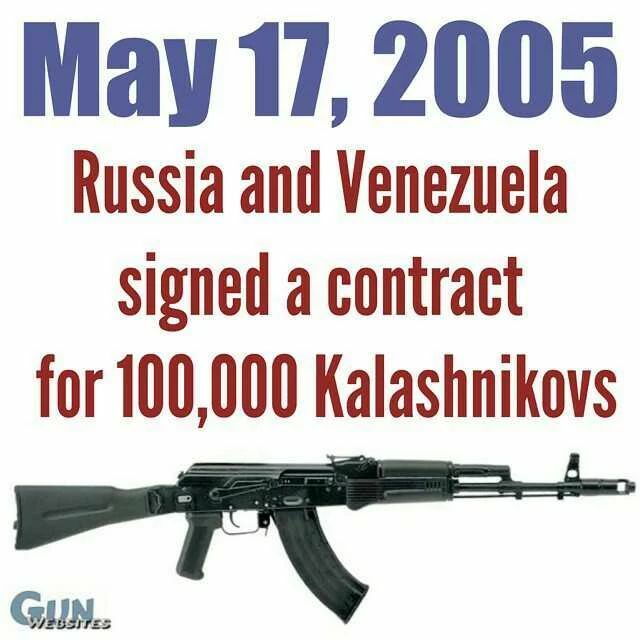 GunWebsites's tweet photo. May 17, 2005
Russia and Venezuela signed a contract for 100,000 Russian assault rifles to be provided to the South American nation.
Am I the only one that wants a Venezuelan AK ?
#AK47
#2AHistory
#2AHistoryProject
#GunHistory
#FirearmsHistory
#GunCa… https://t.co/jNLyDnZgQB https://t.co/woB32tBHPN