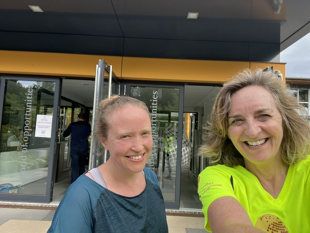 First ever <a href="/TeachersRunClub/">TeachersRunClub</a> <a href="/FIS_School/">Frankfurt Int School</a> Join me &amp; <a href="/ICTMAKER/">SarahE</a> next week! 😅👏🏃‍♀️🏃‍♀️#justdoit #walkrunjog #teachertwitter #headspace #yesyoucan #yourenevertooslow