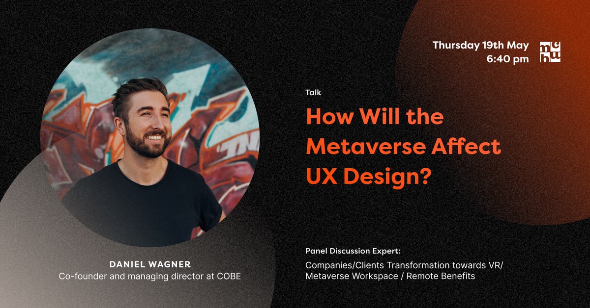 The design of the #metaverse goes far beyond what we are used to – and that's quite a lot.
Our speaker <a href="/danielwagnr/">Daniel Wagner</a> will give you an introduction about the importance of #uxdesign for the new virtual reality.
Join us at #MCBW 2022 👉bit.ly/COBEMetaverse

#cobeisfresh