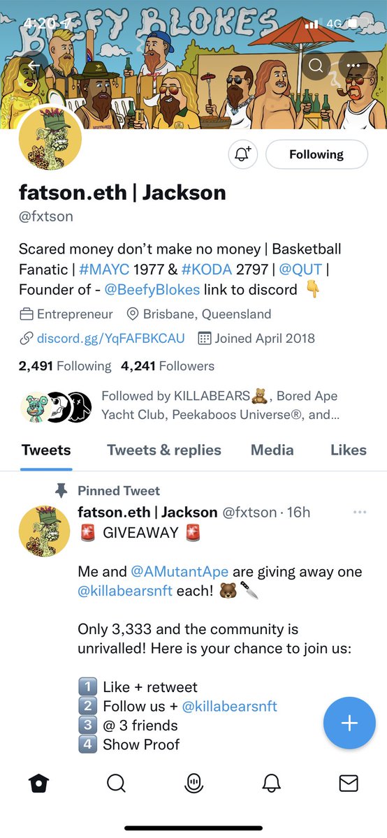 NFT_Crypto12's tweet photo. @AMutantApe @fxtson @killabearsnft @JordGalloway @toon_jack @wilsonkneeshaw https://t.co/pS34Ou76qY