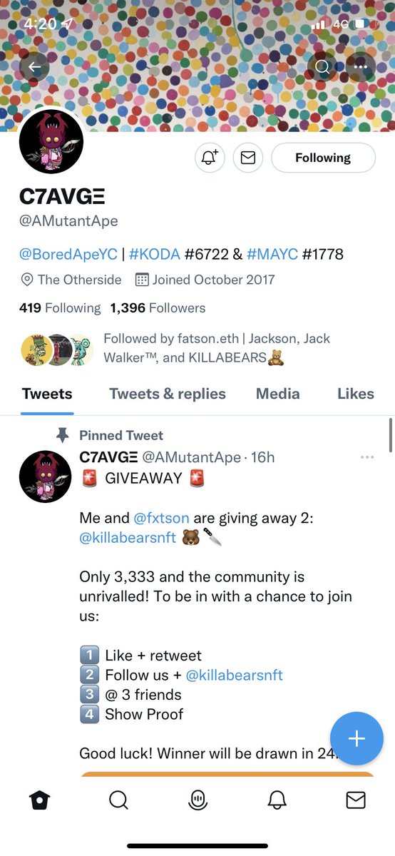 NFT_Crypto12's tweet photo. @AMutantApe @fxtson @killabearsnft @JordGalloway @toon_jack @wilsonkneeshaw https://t.co/pS34Ou76qY