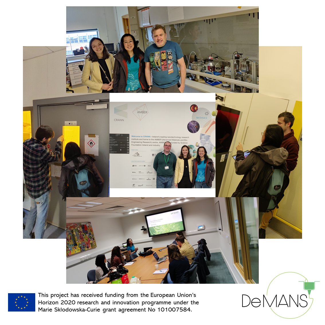 DeMANS_RISE's tweet photo. Today, we were delighted to have Marie Joo Le Guen from @scion_research join us in @ambercentre and @cranntcd. A great opportunity to showcase facilities like @TCD_AML and @TCD_ARL and share #research and #knowledge. Really looking forward to the next steps in the project! https://t.co/SjOzvSU0T7