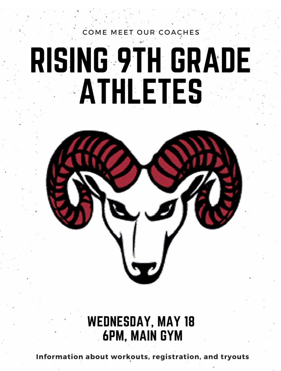 RolesvilleRams's tweet photo. Rising 9th Grade Athletes…. We’ll see you all this Wednesday! Come meet your coaches! https://t.co/Ge1Awb9cDR