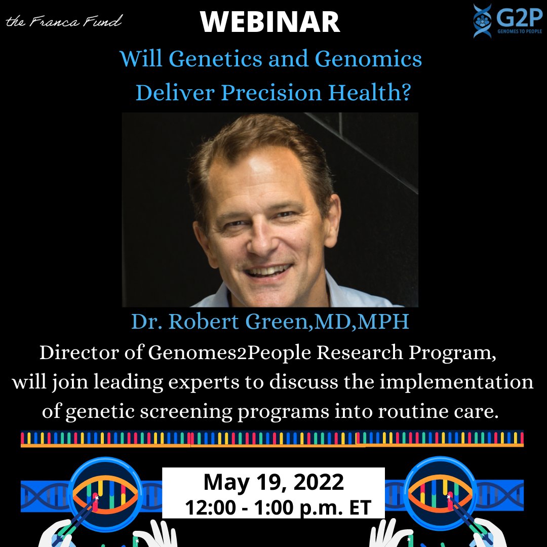 FrancaFund's tweet photo. Join this webinar to listen to a panel of leading experts on how genetic screening programs can help patients identify future risks and develop personalized approaches toward disease management. 🧬
#preventivegenomics #geneticscreening
https://t.co/1wnW9tJLnS https://t.co/yJTaxMxlKx