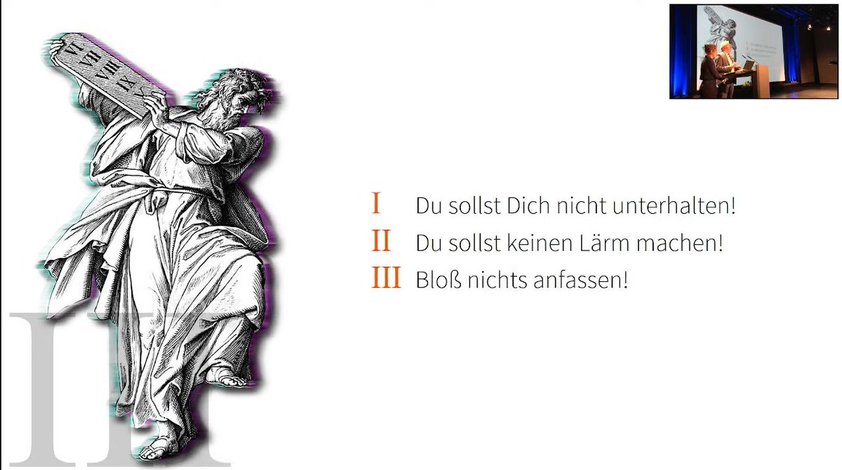 "Die 3 Gebote des Museumsbesuchs" sollten bei der Entwicklung des Exit Games gebrochen werden #maitagung