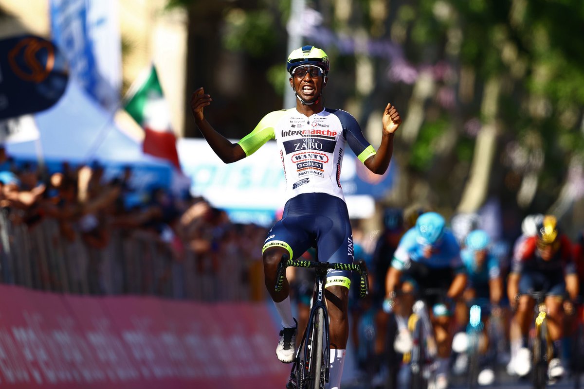 Africa stand up, you have a Grand Tour stage winner!

Biniam Girmay of Eritrea, becomes the first black African to win a stage in one of the 3 (Giro, Vuelta, LeTour) cycling big races! #Giro