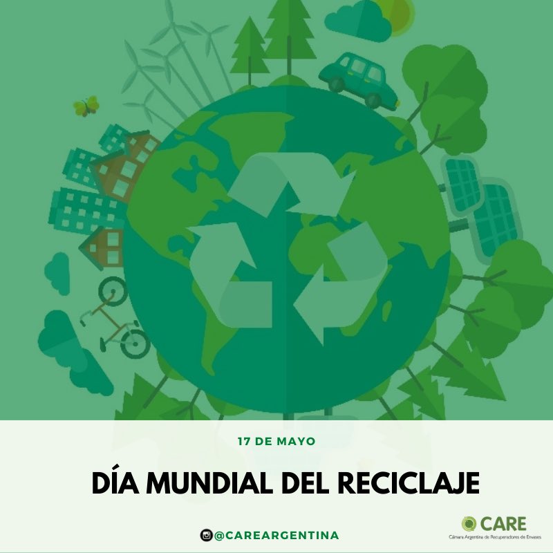CAREarg's tweet photo. 📅 Este 17 de mayo celebramos el Día Mundial del Reciclaje.

▪️Desde CARE recordamos la importancia de crear conciencia en la población y de esta manera contribuir con nuestro medio ambiente.

#CAREargentina
#CuidamosElMedioAmbiente ♻️🇦🇷 https://t.co/BygrRkuS6y