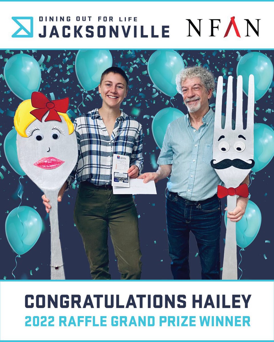 DOFLJax's tweet photo. CONGRATULATIONS to Hailey A.  winning this year's 2022 Dining Out For Life® Jacksonville Raffle Grand Prize! Hailey dined out @CarminesPie on Thurs, Apr 28. Thank you, Hailey, for Dining Out For Life®!!! #diningoutforlife #DineOutEndHIV #DineOutGiveBack #nfan_jax #DOFLJax https://t.co/WAxgHO41RB