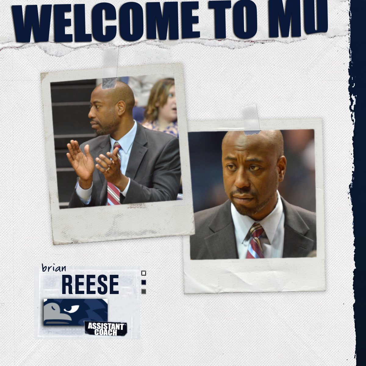 MonmouthBBall's tweet photo. He's back with US ‼️

Extremely excited to welcome @BrianReese31 back to our coaching staff as an assistant coach!

🔹 https://t.co/cxCGjI4GsM https://t.co/iXffYuEG6R