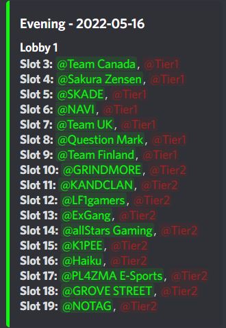 Looks like 6 lobbies today with over 400 players. Anyone knows the world record for most scrim lobbies/players in one scrim night?

Lobby 1 looks stacked today with PNC Team Canda, UK, Finland, Sakura Zensen, Navi, QM, and Skade! Unfortunately no caster to cover it yet.