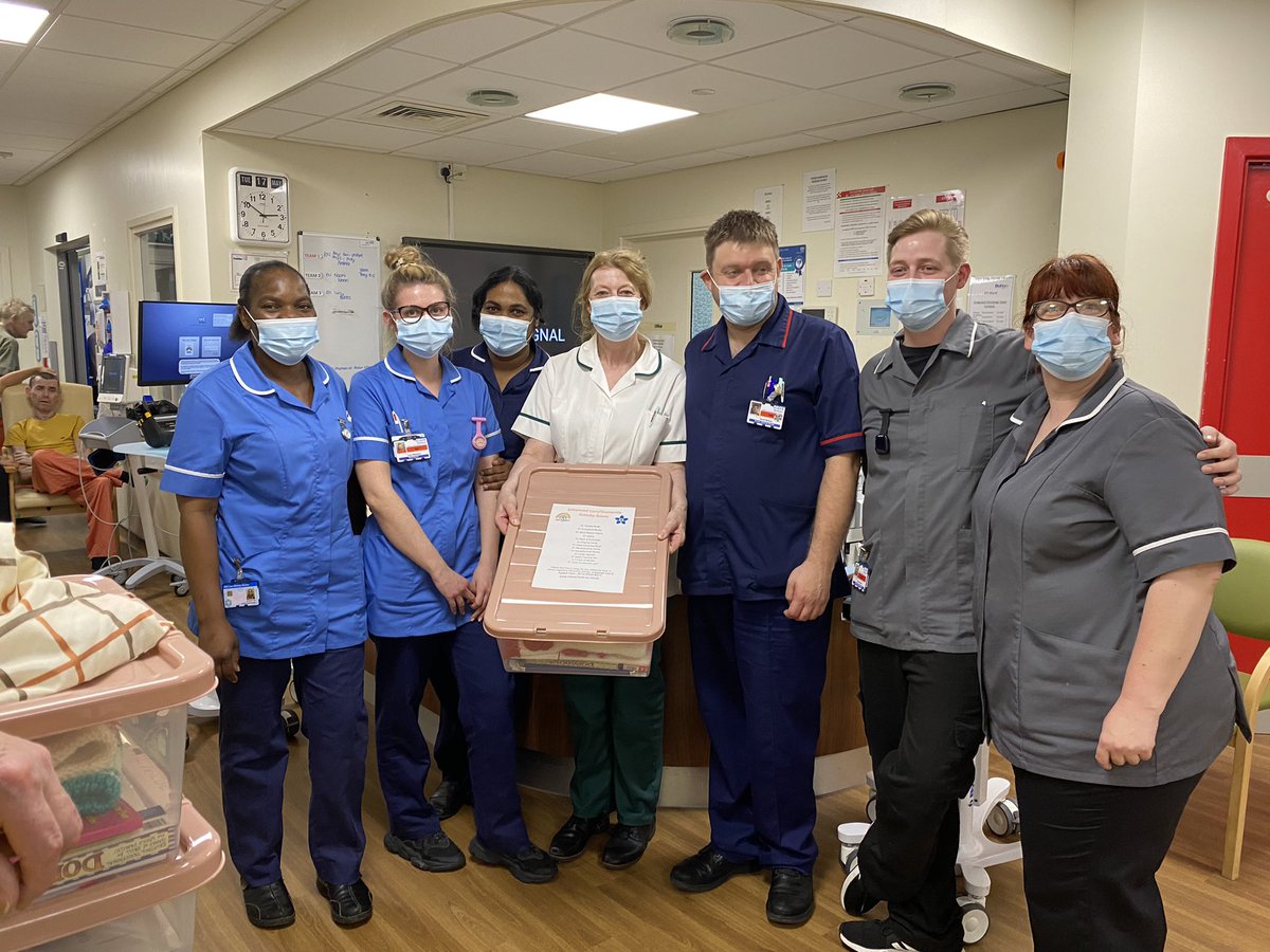 EnhancedCareRBH's tweet photo. Joy and David visiting the wards today dropping of distraction therapy/activity box’s, some pictures taken with ward staff happily receiving them . 😊🌈🙌#DAW2022 #admiralnurse #DementiaActionWeek2022 #MeaningfulMay @boltonnhsft @Joyredwood2 @Cathypacific81 https://t.co/90dRlztFrk