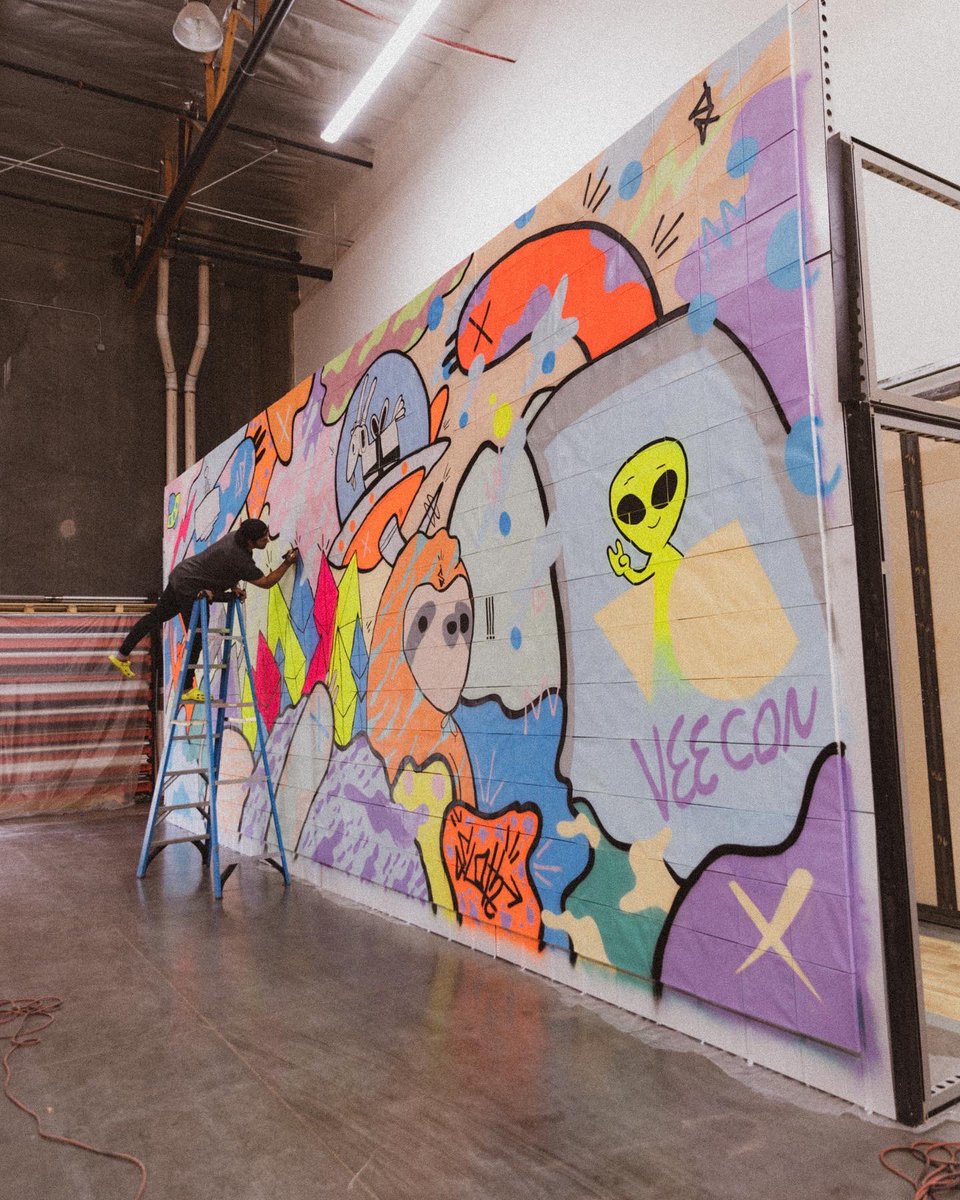 Timmyham's tweet photo. This project has been in the works for 9 months and seeing it come to life has been such a cool experience. Beyond grateful to get the opportunity to work with @garyvee and @veefriends can’t wait to see this mural up at @veecon this week. Dream come true. https://t.co/gV7svBqs4l