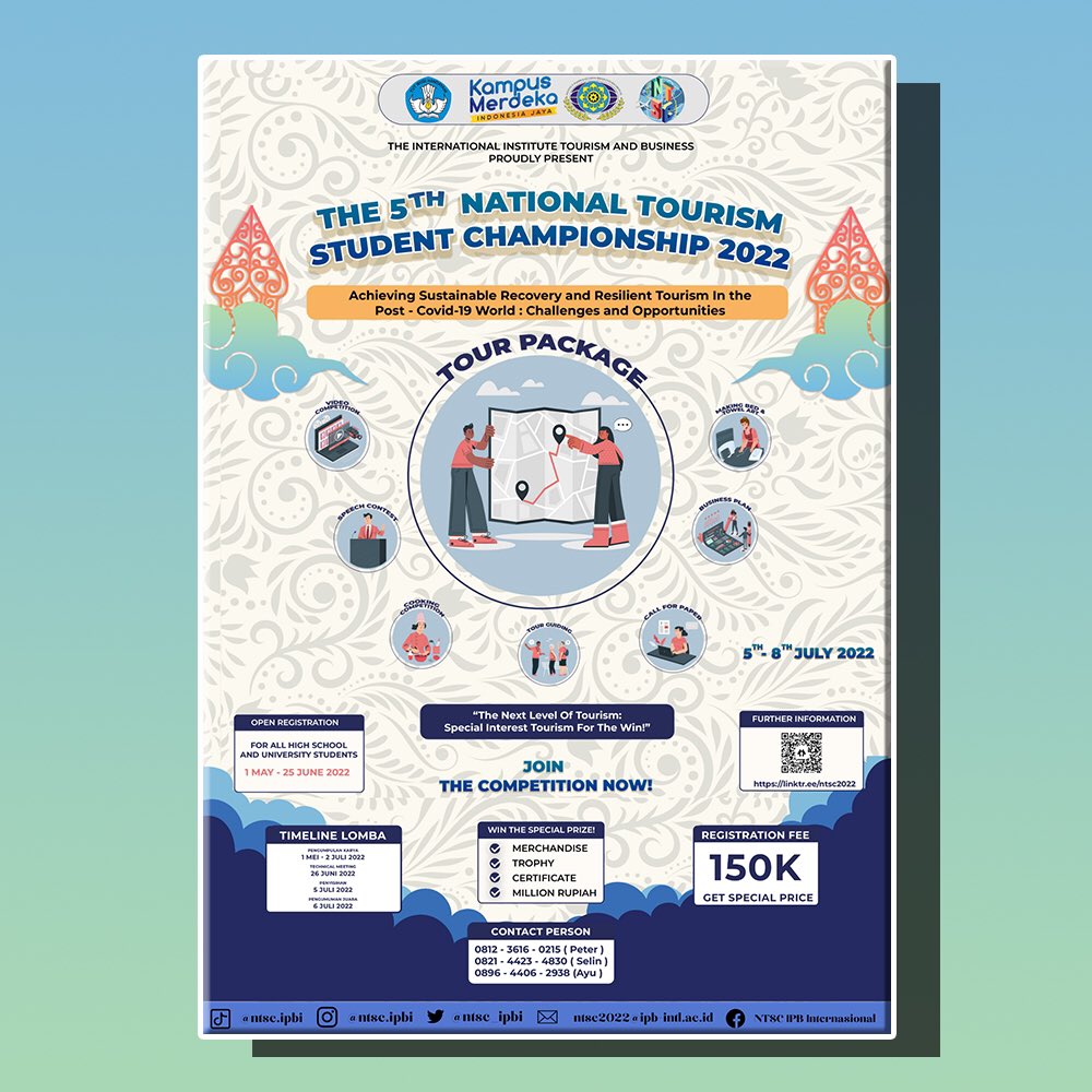 ntsc_ipbi's tweet photo. [IPBI INTERTIONAL VOCATIONAL AND ACADEMIC] PROUDLY PRESENT] 📢

🎇THE 5th NATIONAL TOURISM STUDENT CHAMPIONSHIP 2022 🎇 https://t.co/XgxuJ8zXe4