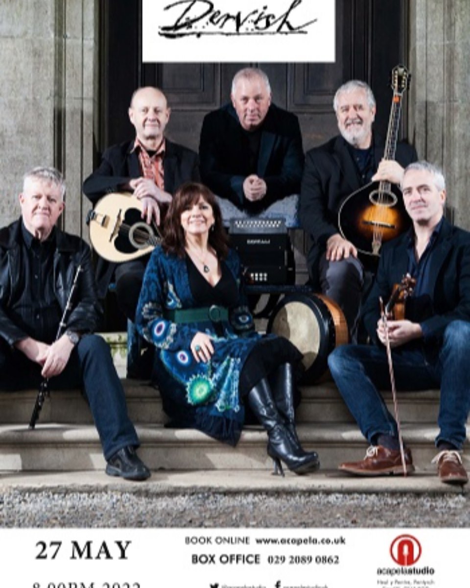 acapelastudio's tweet photo. The amazing legendary Irish band Dervish play Acapela Studio Cardiff on 27th May 2022.
See https://t.co/xxplc88tgB
Tickets available now https://t.co/tpv0cT32P9
#dervish
#irishmusic
#eurovision
#cardiffmusic
#cardiffconcerts
#folkmusic
#acapelastudio https://t.co/xcXMgCxN8u