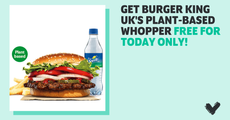 veganuary's tweet photo. In celebration of @BurgerKingUK #WhopperDay, you can get a Plant-Based Whopper for FREE for today only! 🤩🍔 Download the Burger King UK app + go to your nearest participating branch. https://t.co/JAPym2Krso https://t.co/GYEVzKcfrt