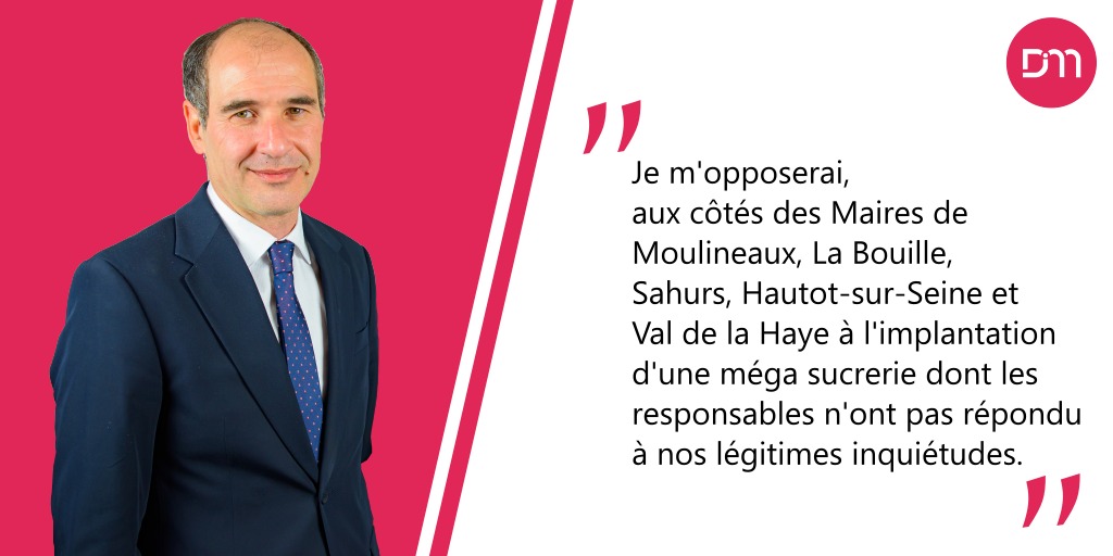 🔴 Député, je m'opposerai au projet de méga sucrerie sur notre territoire. Cela va à l'encontre de ce que nous voulons porter comme ambition pour la réindustrialisation de notre vallée de Seine. 

🟢 #Industrie et #Écologie doivent être liées, exigeons le !

#legislatives2022