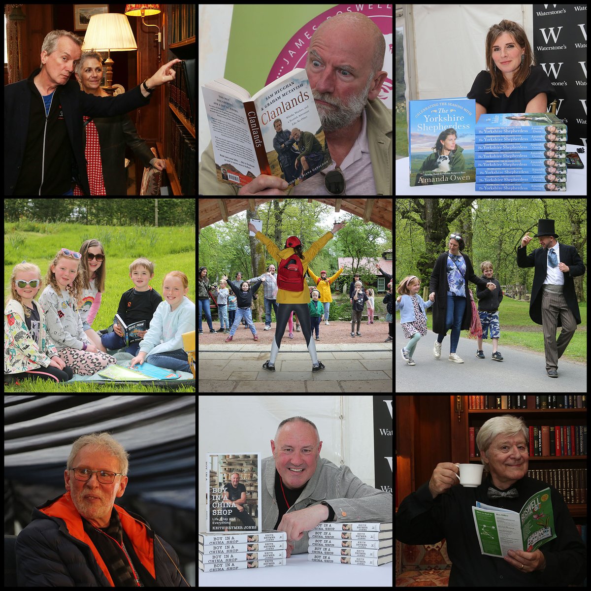A welcome return to Dumfries House the #BoswellBookFestival with varied selection of authors complimented by a fun packed childrens festival. Ccaptured on this montage with #frankskinner #GrahamMcTavish #AmandaOwen #ThomasJoshuaCooper #KeithBrymerJones #MartinJarvis
