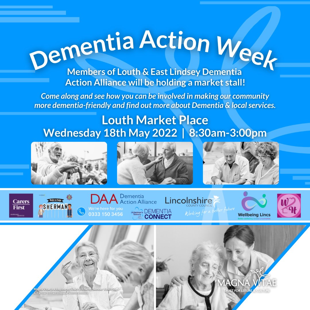 MagnaVitae's tweet photo. 🧠💡DEMENTIA ACTION WEEK💡🧠

Don't miss us at the Louth Market Place tomorrow!

On Wednesday 18th May from 8:30am - 3pm, come along to our stall at the Louth Market Place and find out how to make a difference! We are offering loads of advice surrounding dementia!

Don't miss us! https://t.co/bS3fIcRzU8