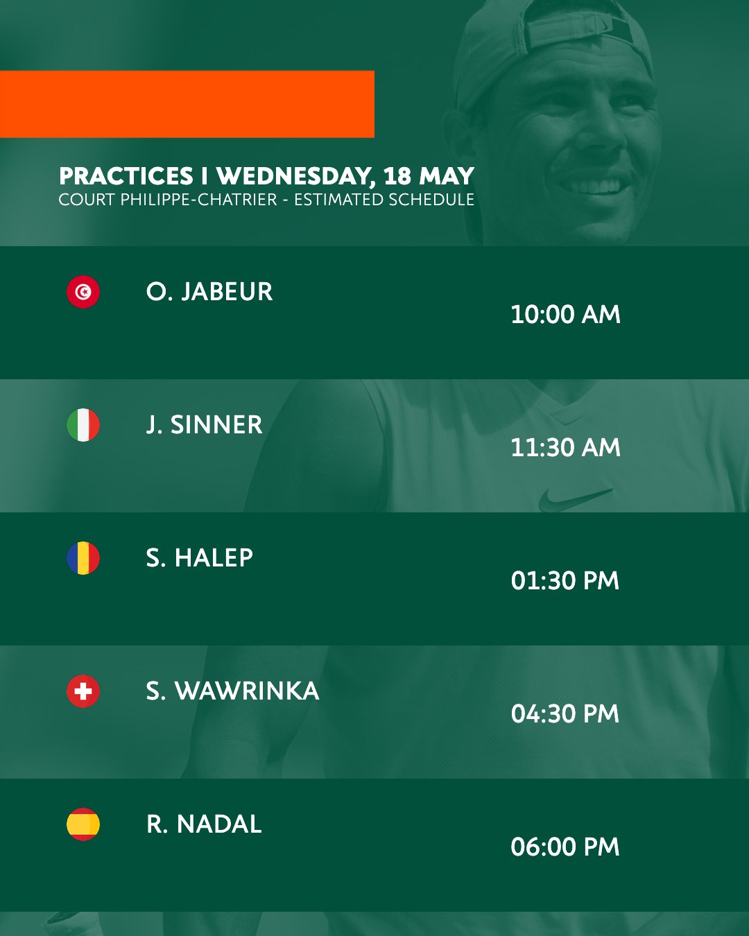Roland-Garros on Twitter: "Tomorrow's practice schedule is 🔥 Ticketing