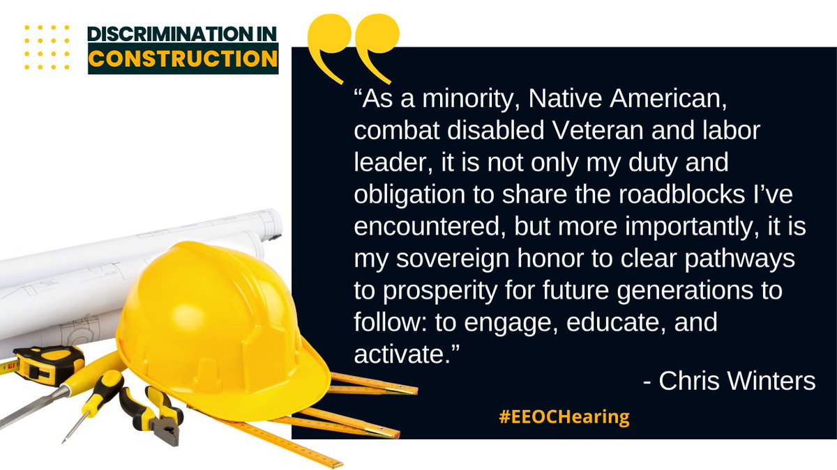 Chris Winters, Tribal-Labor Military Consultant <a href="/IUPAT_DC5/">IUPAT District Council 5</a> testifies at #EEOCHearing on #construction