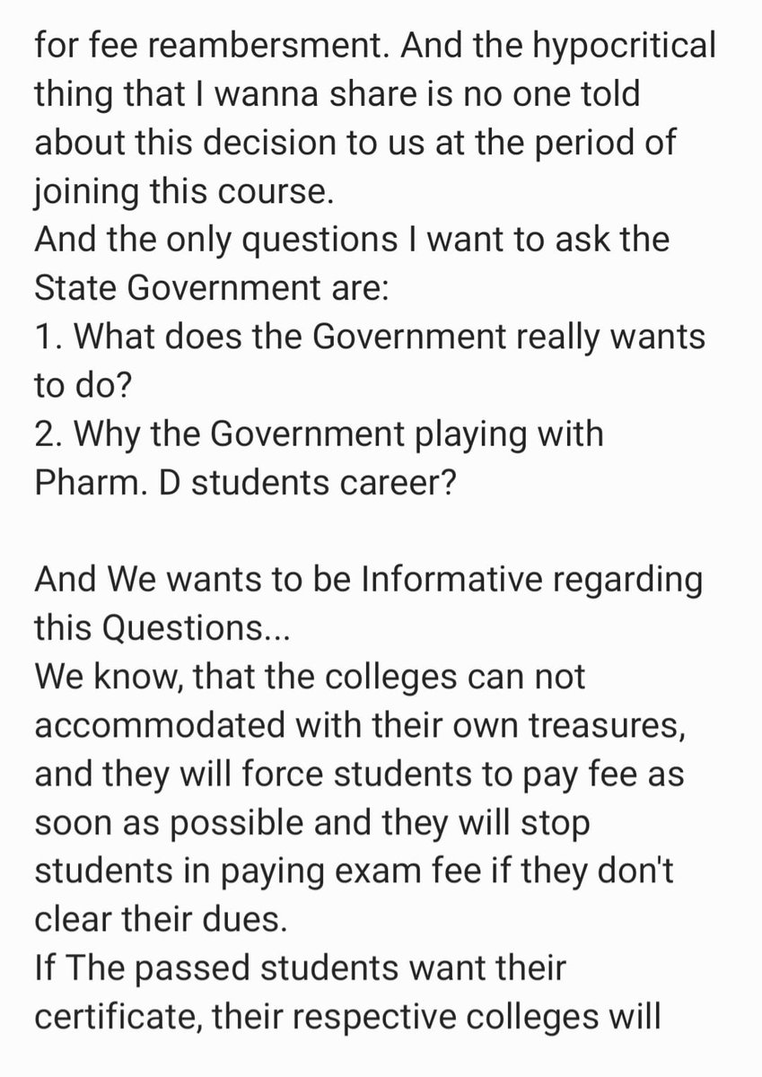 ShaikIr72033302's tweet photo. [Sub: We The Pharm-D Students,to question our State Govt.regarding fee reambersment]@TV9Telugu @bnrmrk @ysjagan @ncbn @PawanKalyan @SonuSood @narendramodi @PMOIndia @AllPharmd @JP_LOKSATTA  @SrinuKuppula @JKotchera @BotchaBSN @naralokesh @harunkorchipati @NdpaIndia @RaoSuvarchala https://t.co/9Q94Nt1wBK