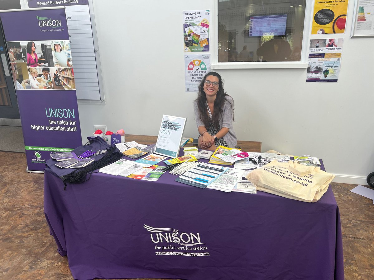 LoughboroughUn1's tweet photo. Did you catch your UNISON reps promoting our skills traiming and opportunities for members today #LearningAtWorkWeek2022 https://t.co/SOOOXZhmWo