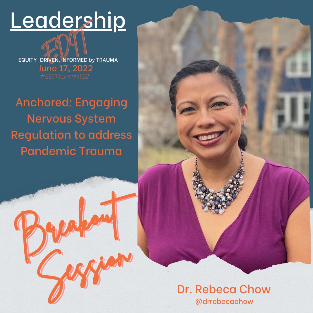 KCKPS is excited to have @drrebeccachow speaking on "Anchored: Engaging Nervous System Regulation to address Pandemic Trauma" on June 17th! 

Register here to join this **FREE** virtual event: bit.ly/leadershipedit…

#EDITsummit22 #traumainformed
#kckpsredefined