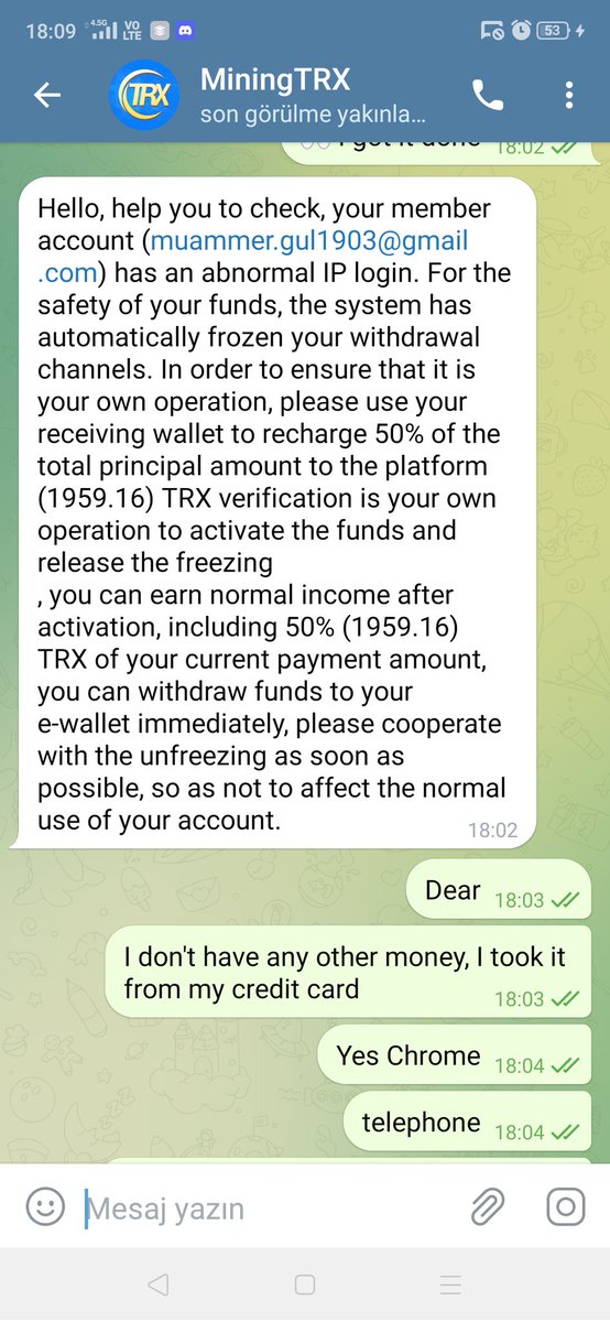 NftsCollectorr's tweet photo. The mining drone application under the name of https://t.co/U3dtKMrK81 is completely false and fraudulent, do not believe these people, do not trust these secrets, these secrets have started to multiply.!!! https://t.co/JQ7rUXNdVV (scammer) scam!
#minertrx #miningtrx #miner #trx https://t.co/1LkhDLYrd7