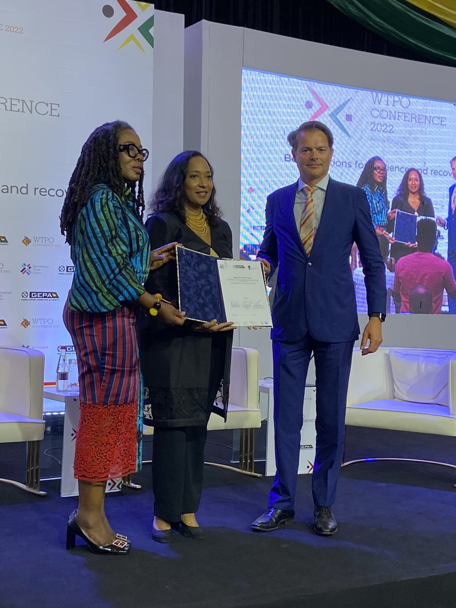 The Netherlands Trust FundV <a href="/NLinGhana/">Netherlands Embassy in Ghana</a> and <a href="/GEPA/">Gepa</a>  just signed a MoU at #wtpo2022. <a href="/ITCnews/">International Trade Centre (ITC)</a> will implement a value chain dev project l aimed at improving the competitiveness and livelihood of farmers and agribusiness MSMEs in the cocoa &amp; digitalisation. <a href="/RVO_Int_Ond/">RVO Internationaal</a> <a href="/TjerkOpmeer/">TjerkOpmeer</a>