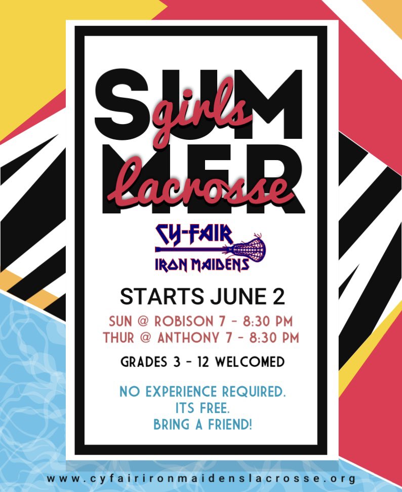 SUMMER LACROSSE STARTS JUNE 2nd!!  Come join us and bring a friend!!