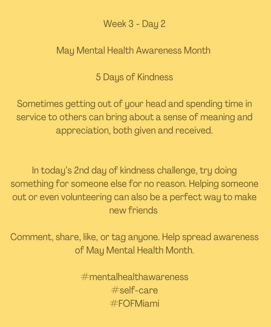 FOFMiami's tweet photo. Rise N Shine!!! ☀️ Make today Great!!!! 
Think about going out and helping the community by volunteering at your nearest park or go clean up the beach to help reduce pollution. Get together with your friend and make it a fun activity.! 😁 
#maymentalhealthawarenessmonth https://t.co/EX3YVgwCQD