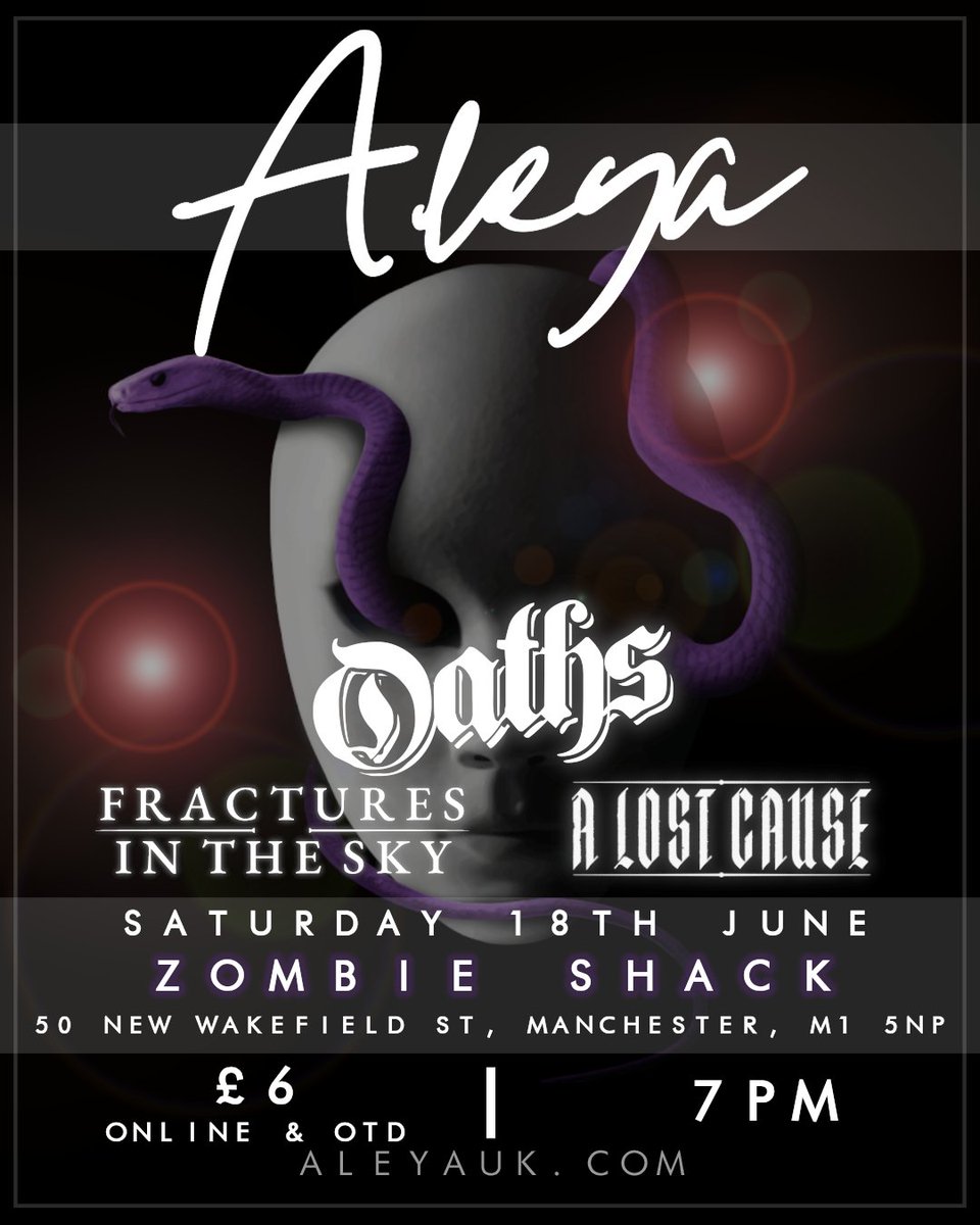 Alostcauseband's tweet photo. @Oathsuk have been added as main support to our June 18th show supporting Aleya! Get your tickets with the link below:

https://t.co/rdklIhGZWn https://t.co/OPGlrrcU75
