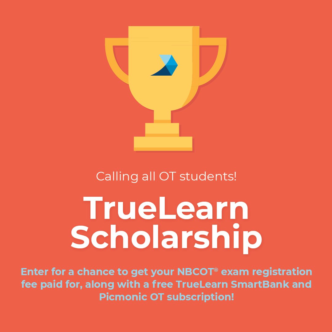 TrueLearnLLC's tweet image. Are you taking the OT board exam soon? 

Let TrueLearn cover the cost of your exam registration! Plus get access to our OT question bank! 

Sign up today for your chance at our TrueLearn scholarship! 

#truelearn #newgradot #OTR #occupationaltherapy #futureots #otschool