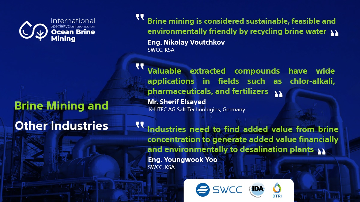 BrineMining's tweet photo. The conference highlighted how brine mining can crucially support other industries in the future with valuable minerals and metals in a sustainable manner.

#SWCC #OceanBrineMining https://t.co/kx701uncJn