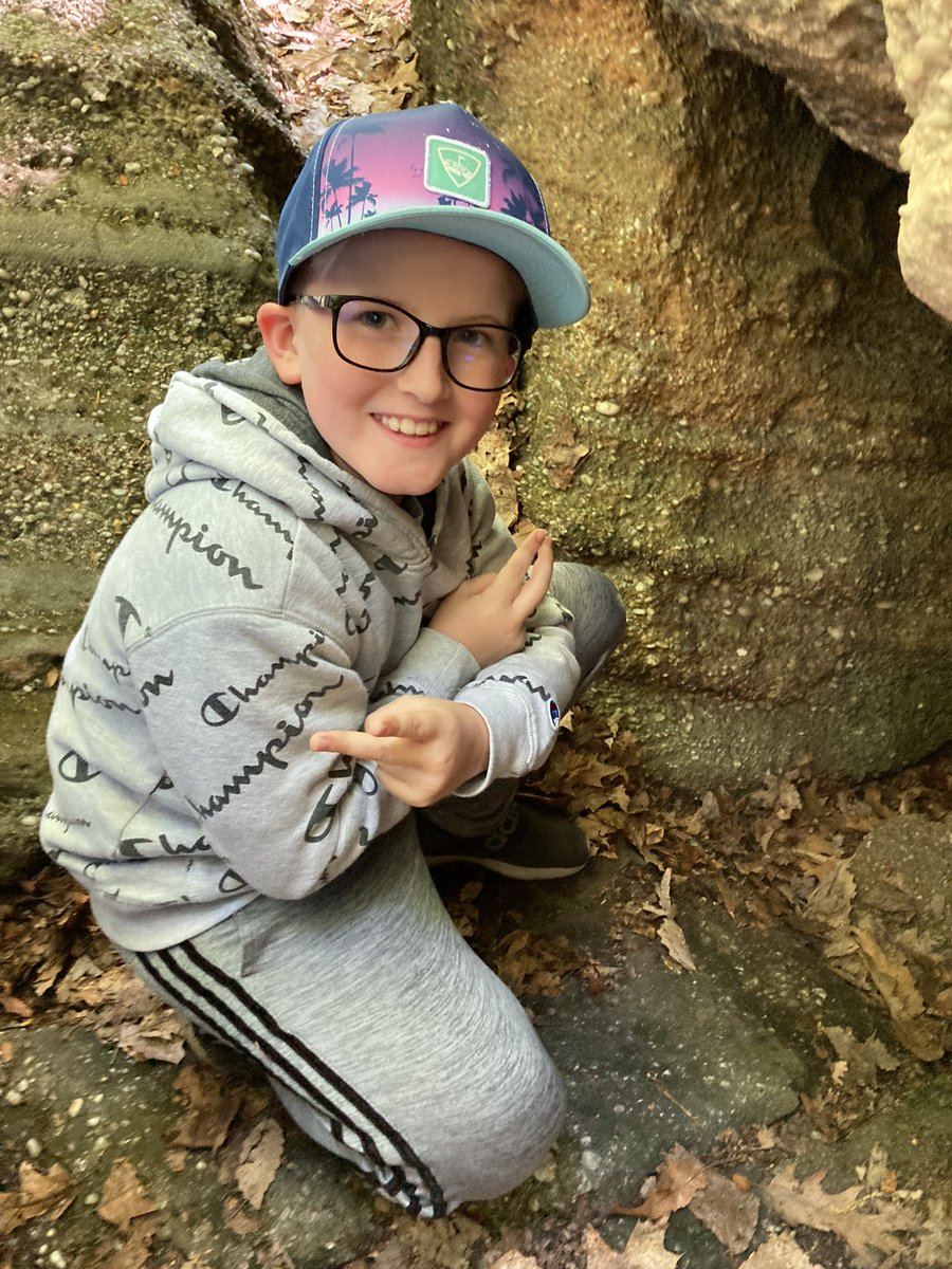 cfGoodin's tweet photo. A wonderful day checking out soil and hiking in the beautiful forest! Thank you Lake Metro Parks! Courage is climbing through a cave! #cfChooseCourage https://t.co/FaTeigzQJK