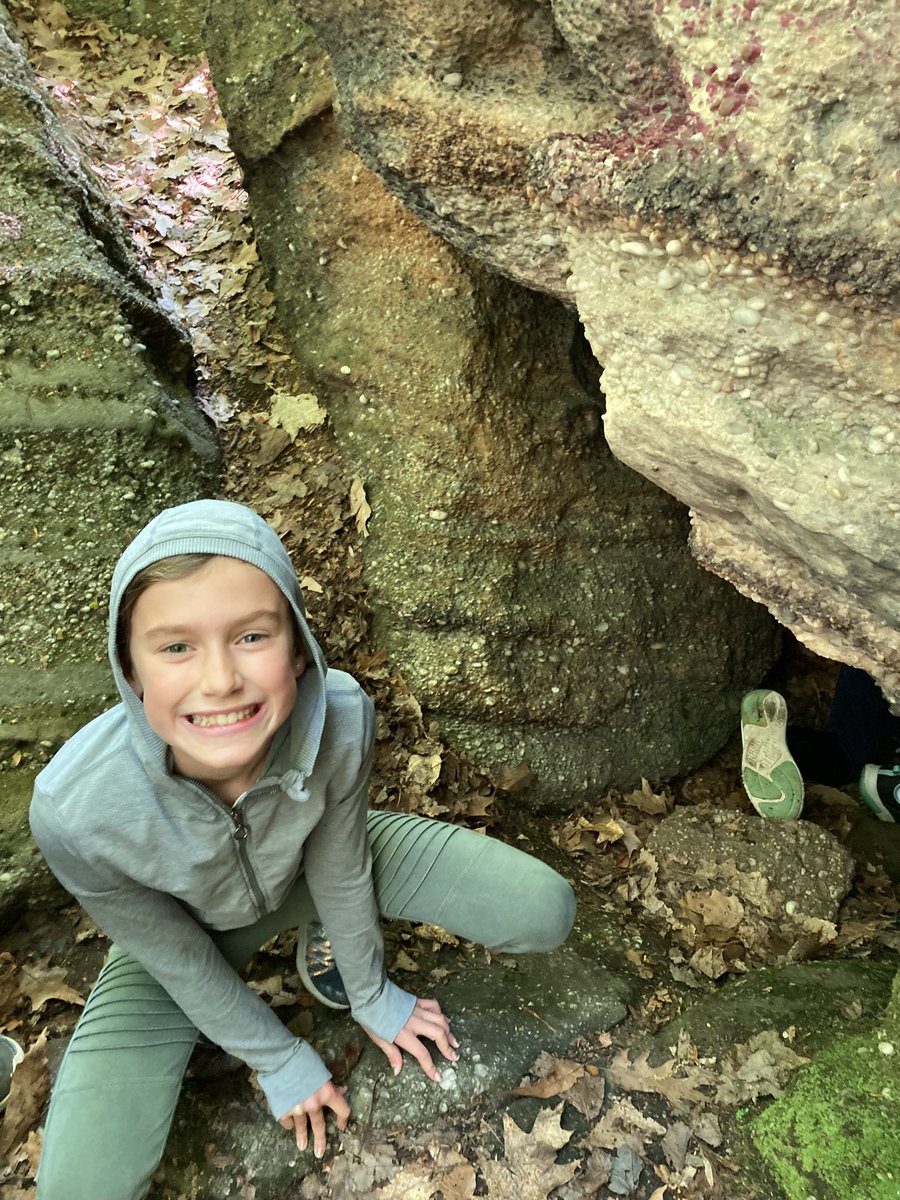 cfGoodin's tweet photo. A wonderful day checking out soil and hiking in the beautiful forest! Thank you Lake Metro Parks! Courage is climbing through a cave! #cfChooseCourage https://t.co/FaTeigzQJK